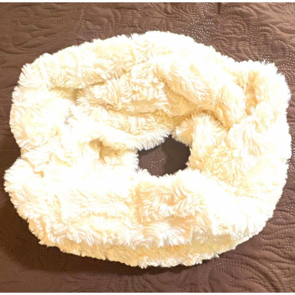 LOFT Women’s Ivory Faux Fur Infinity Scarf Solid Polyester Machine Washable